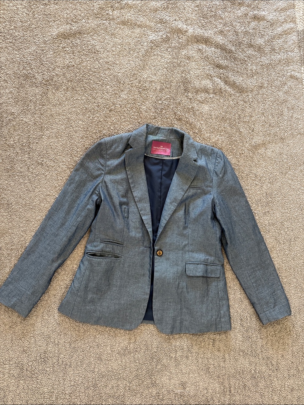 Savile Row Women's Gray/Blue Single-Button Blazer